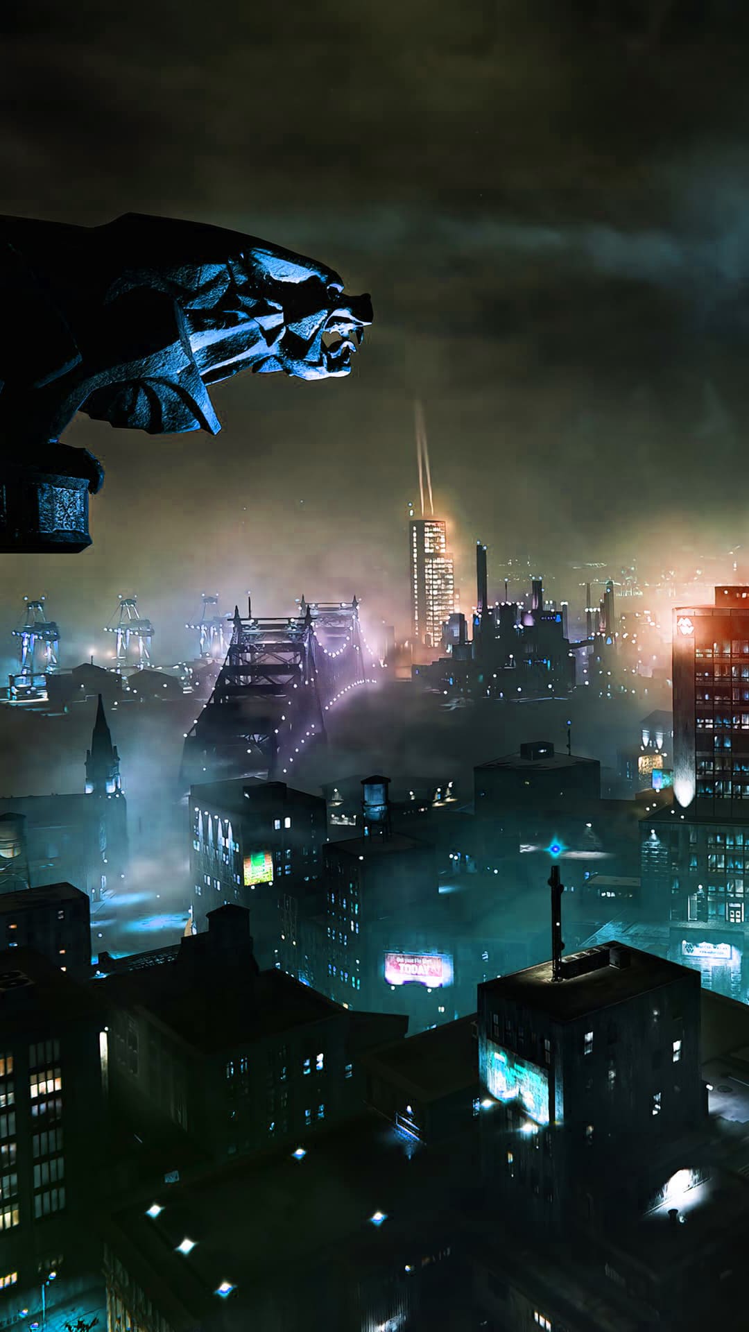 Wallpaper  Batman city Gotham arkham building atmosphere sky  skyscraper light world tower block ART cityscape midnight landscape  metropolis space darkness horizon dusk painting event cg artwork  downtown urban design action 