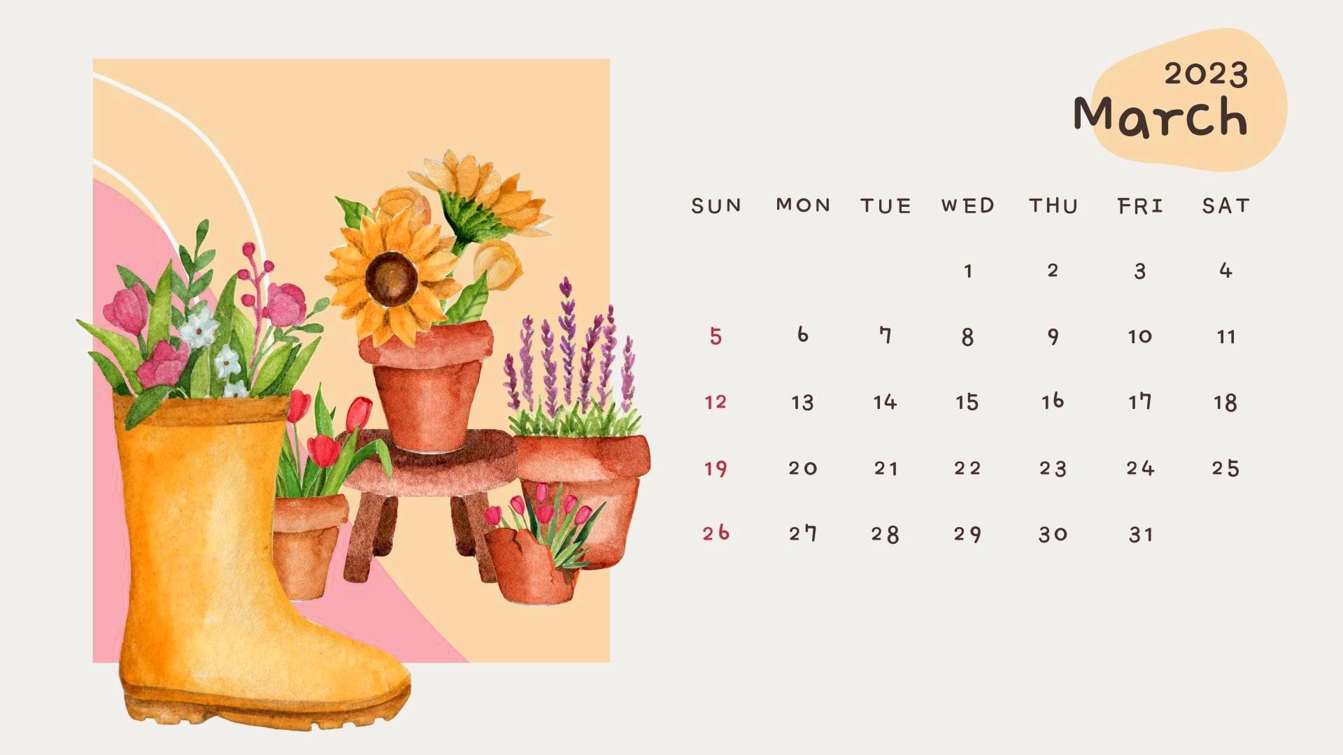 2023 March Calendar Wallpapers