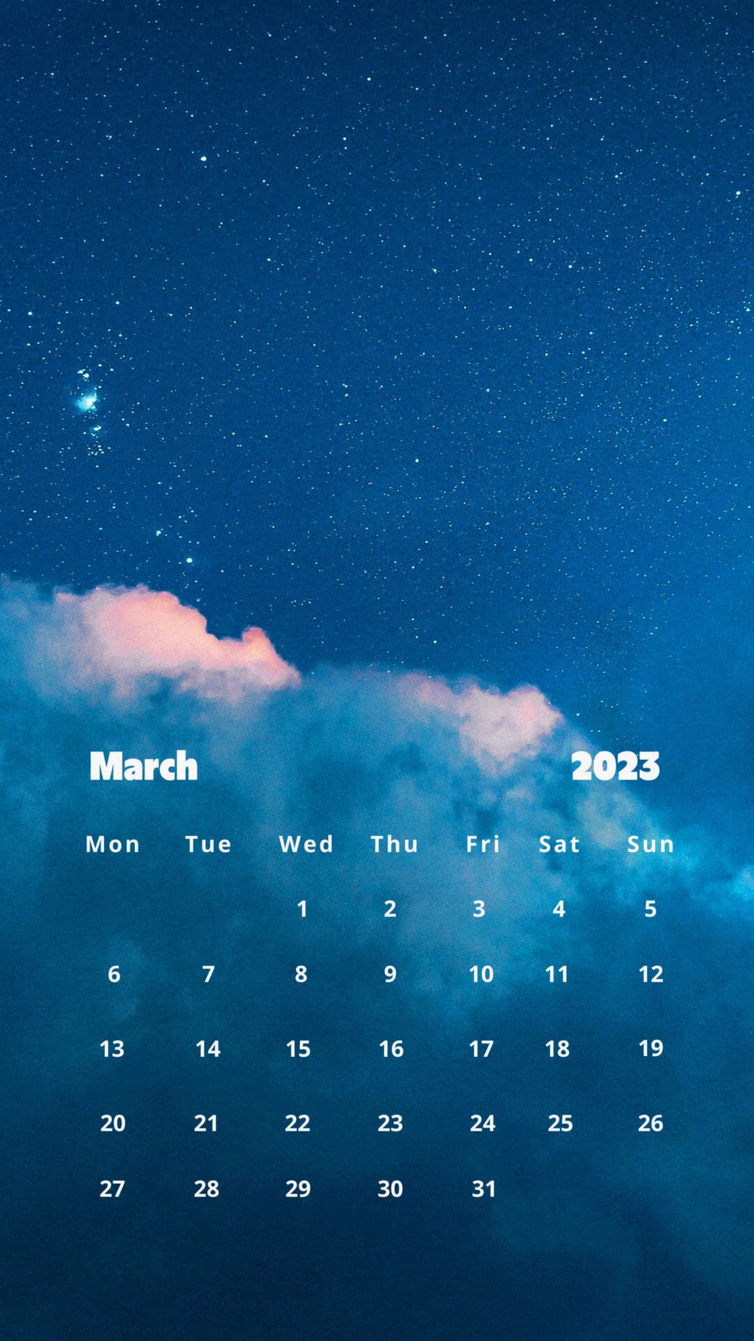 2023 March Calendar Wallpapers