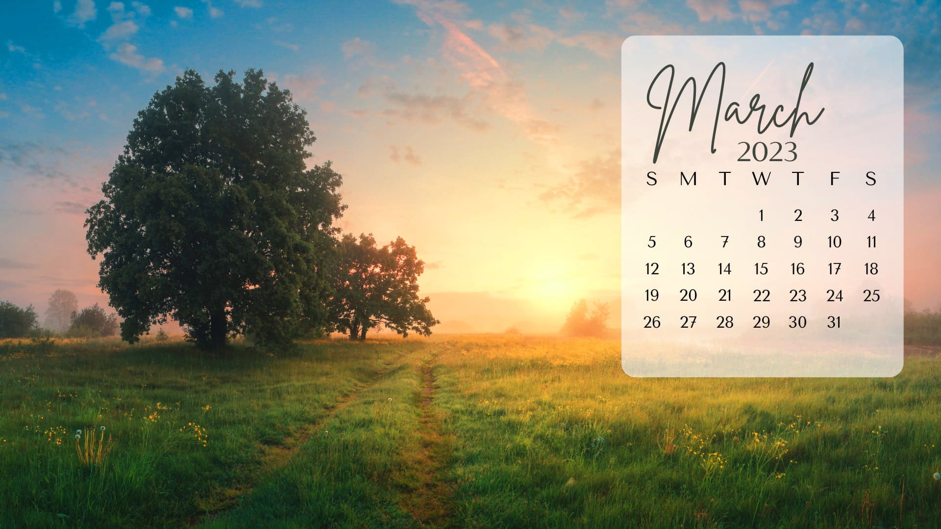 2023 March Calendar Wallpapers