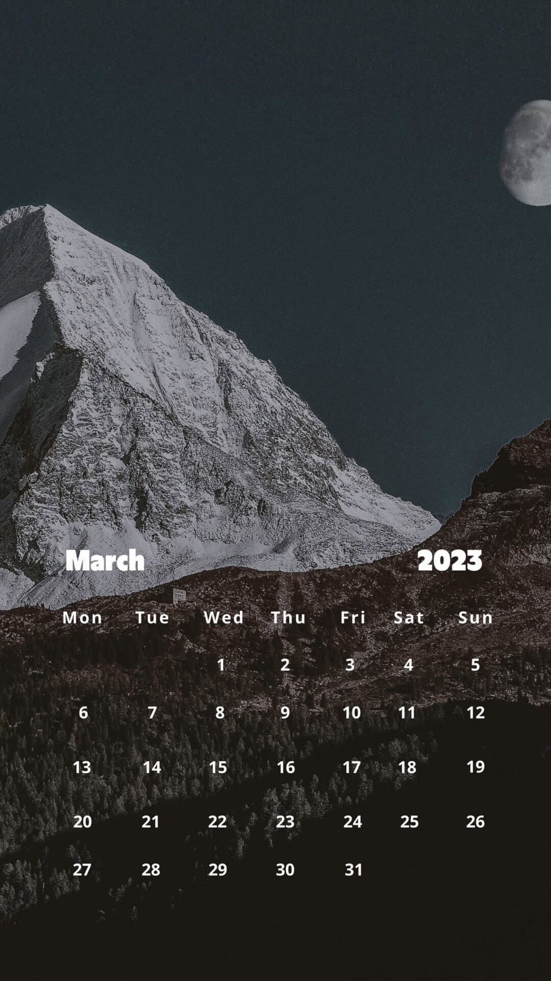 2023 March Calendar Wallpapers