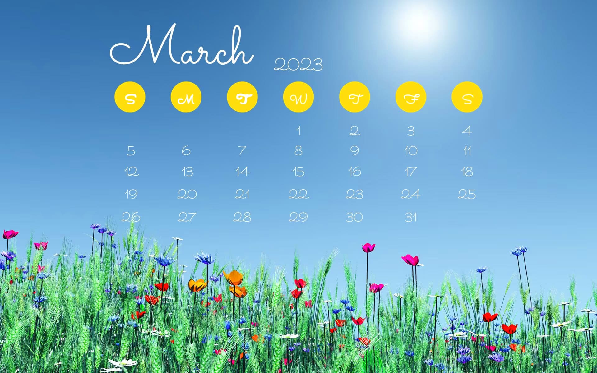 March Calendar 2023 Wallpapers
