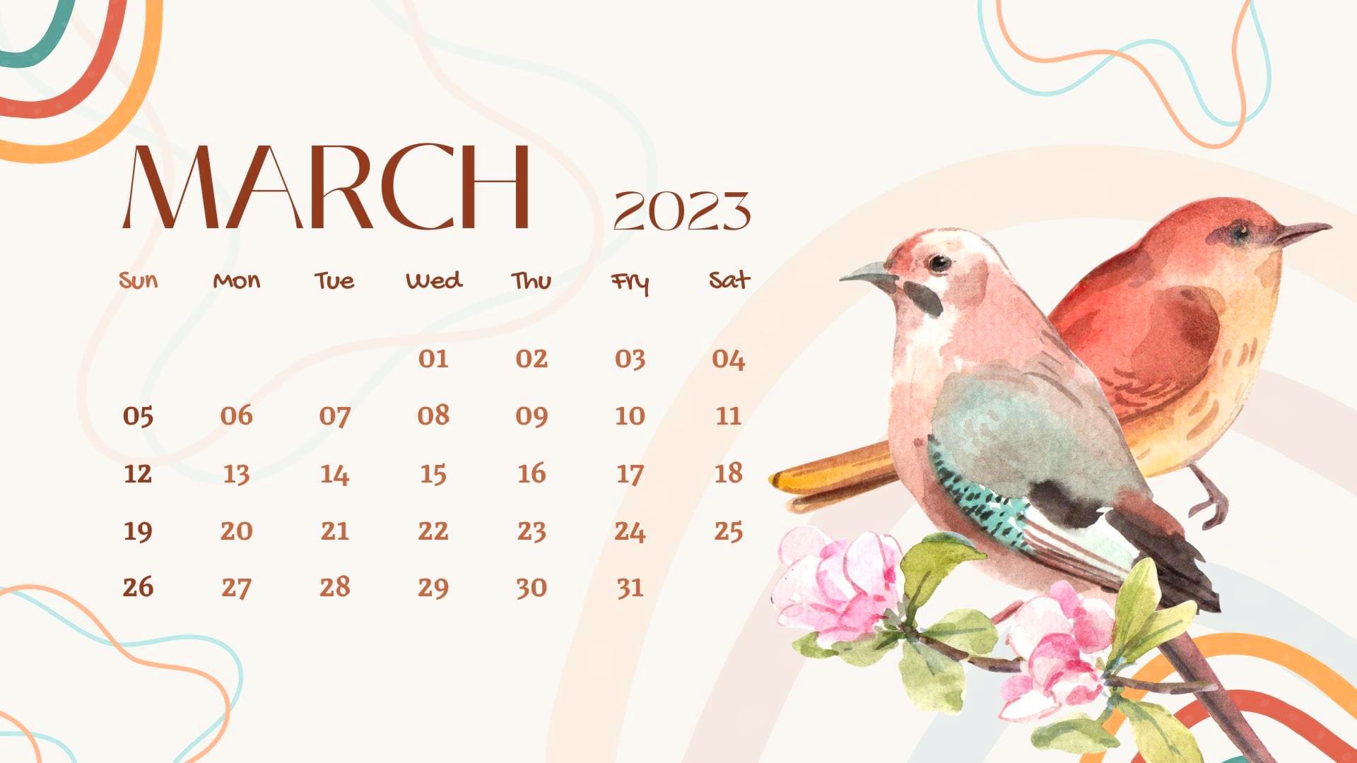 March Calendar 2023 Wallpapers
