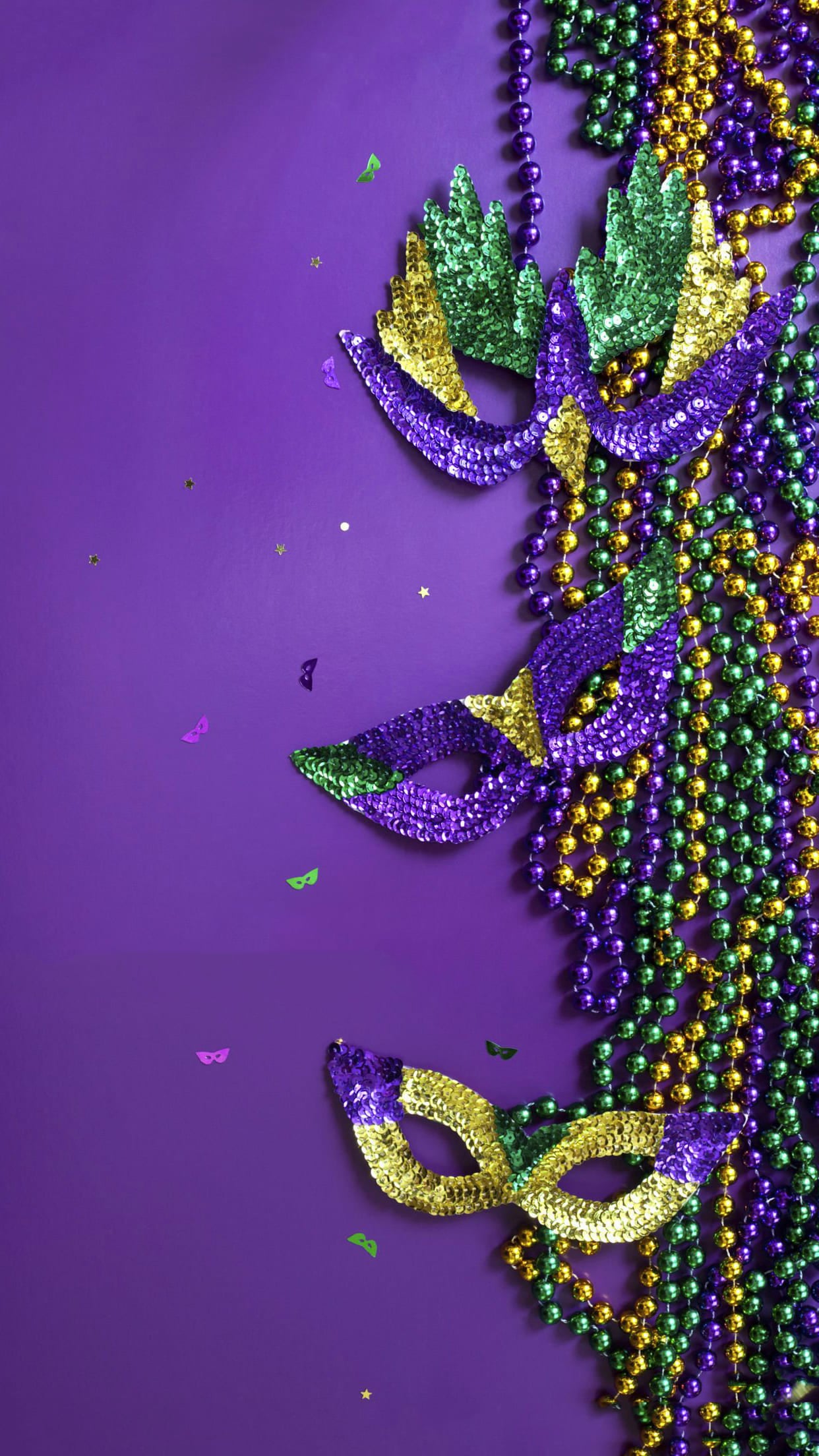 red and black mardi gras beads