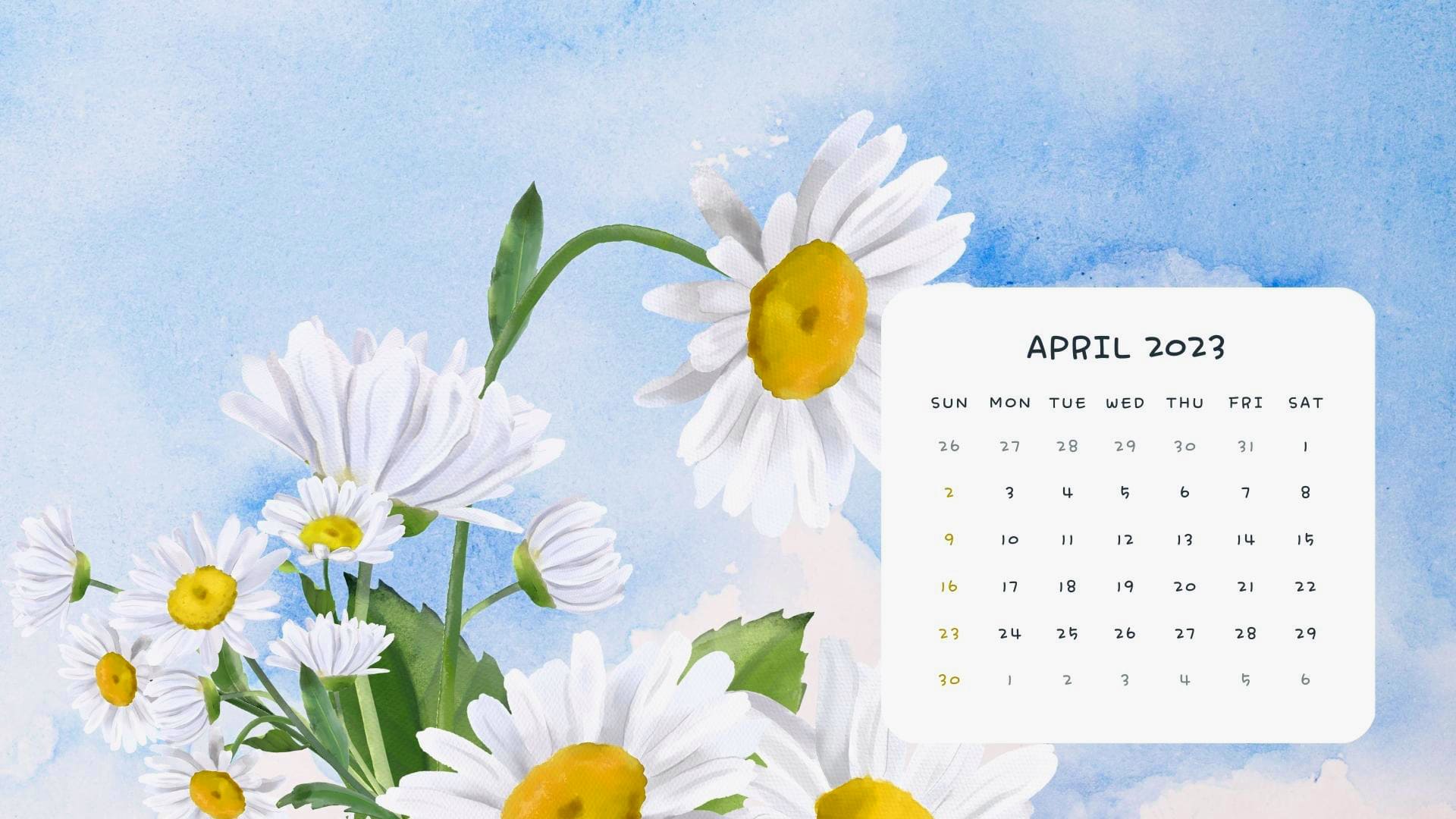 2023 April Calendar Wallpapers