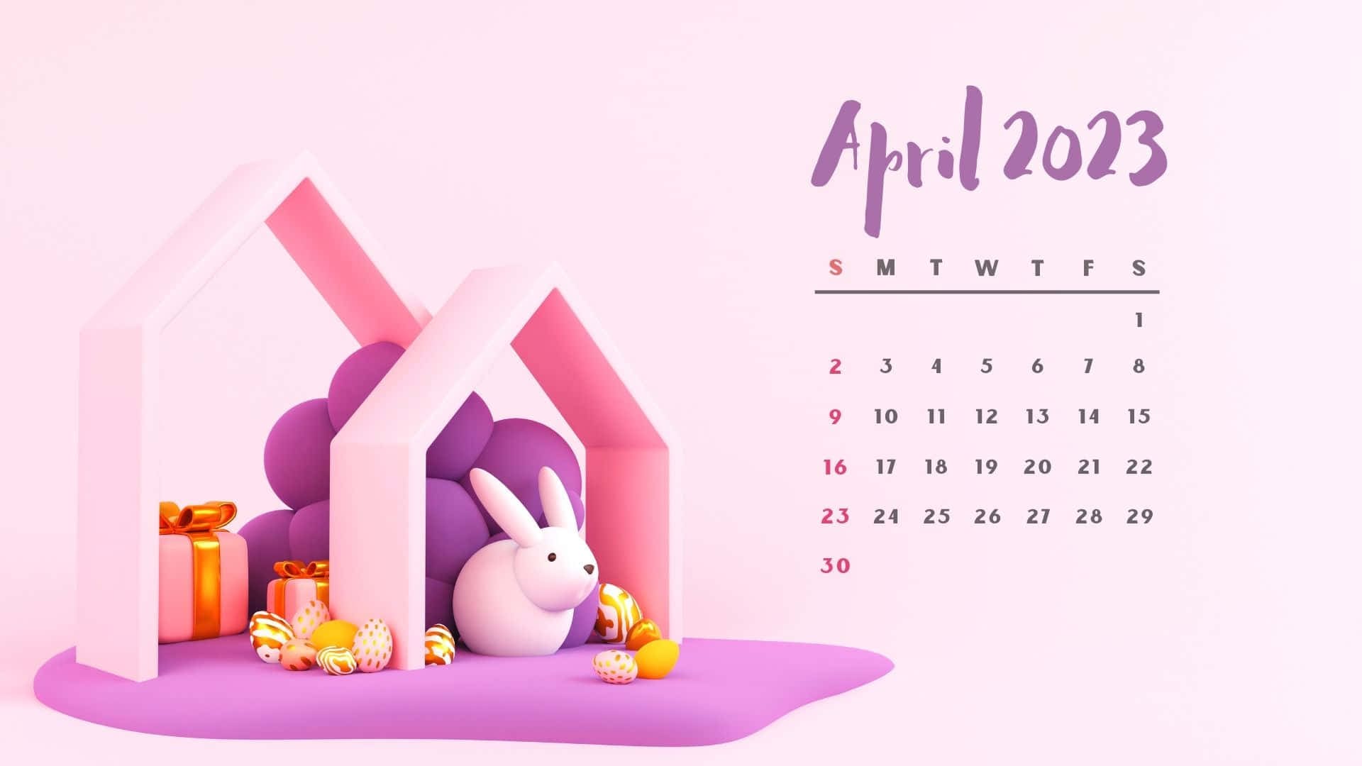 Download A Pink Calendar With Easter Eggs And Gifts Wallpaper  Wallpapers com