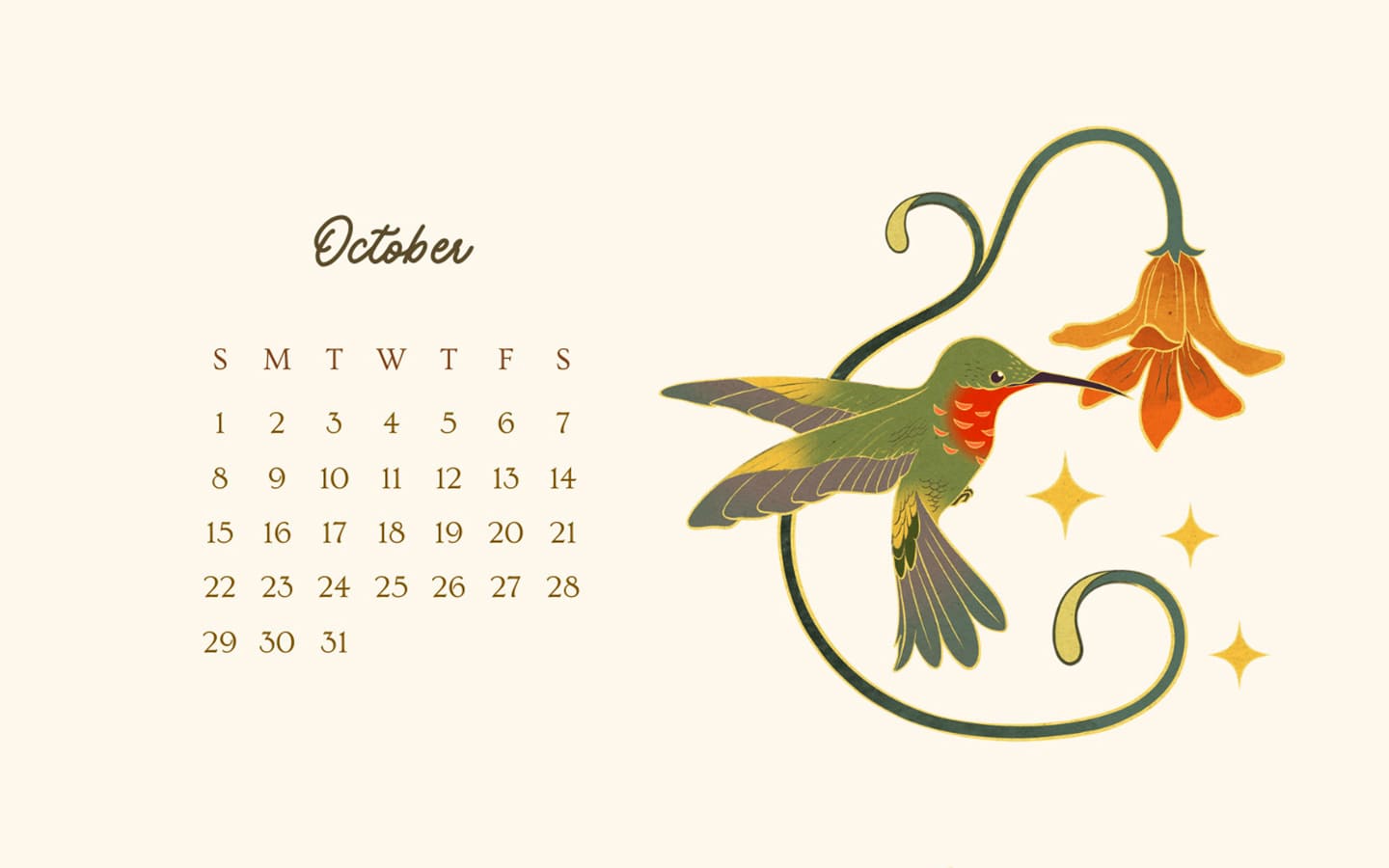 October Desktop Calendar Wallpapers