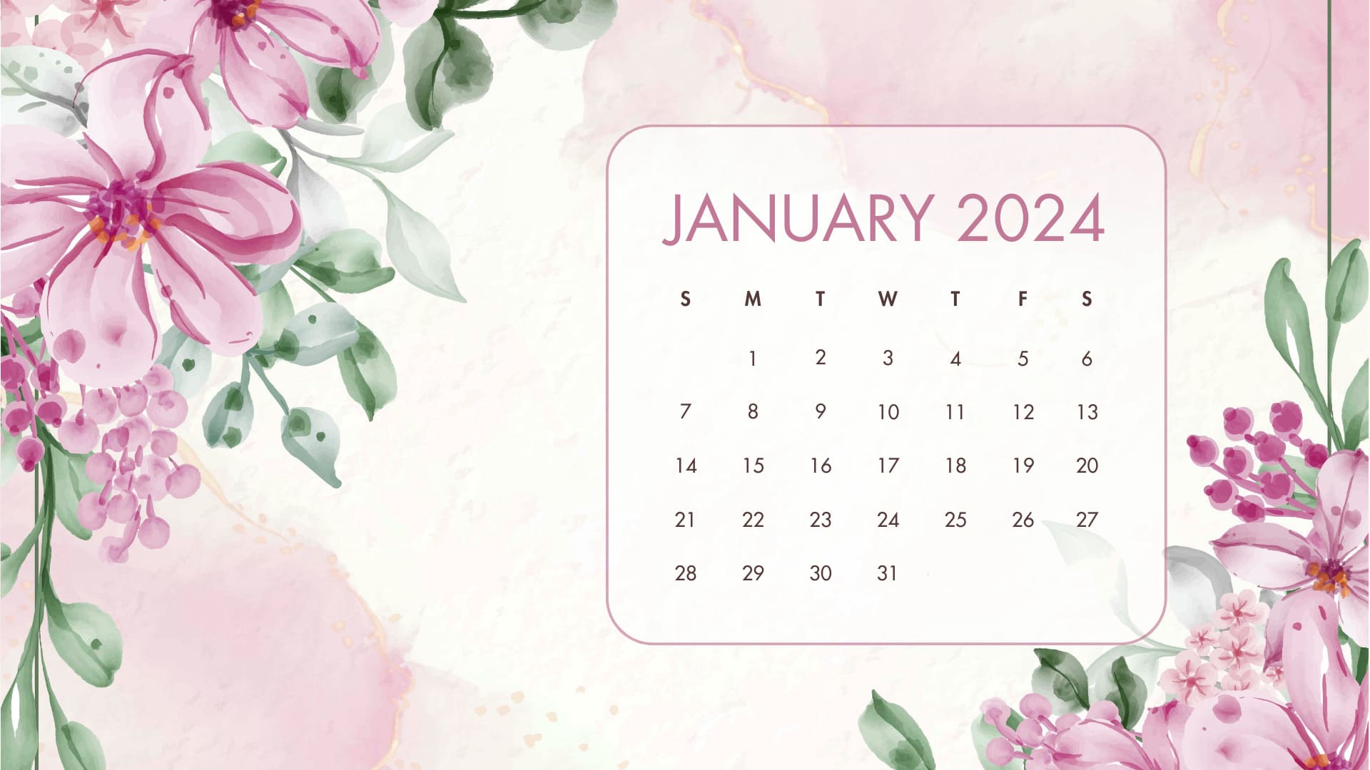 January 2024 Desktop Calendar Wallpaper TubeWP