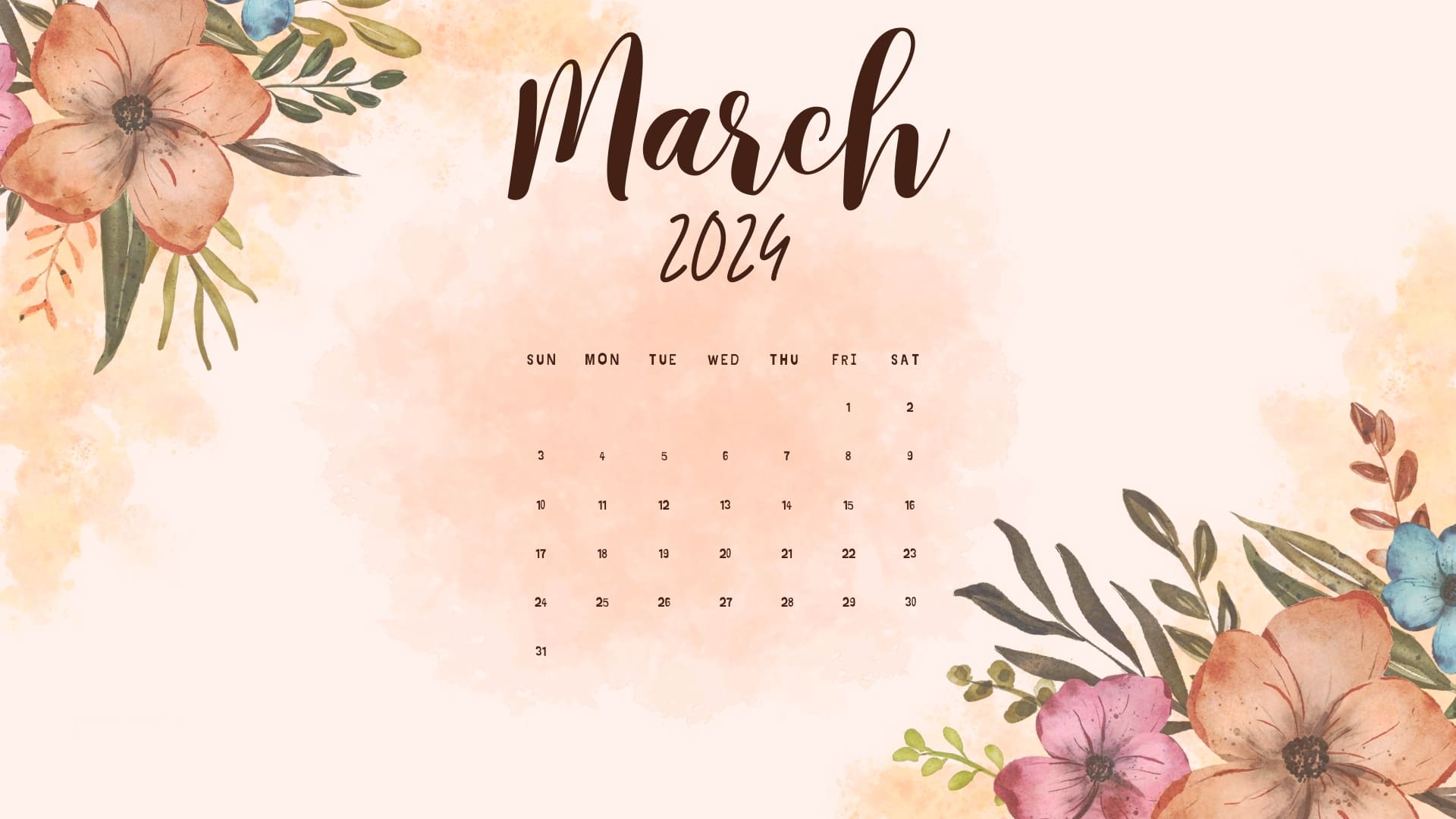 2024 March Calendar Wallpapers