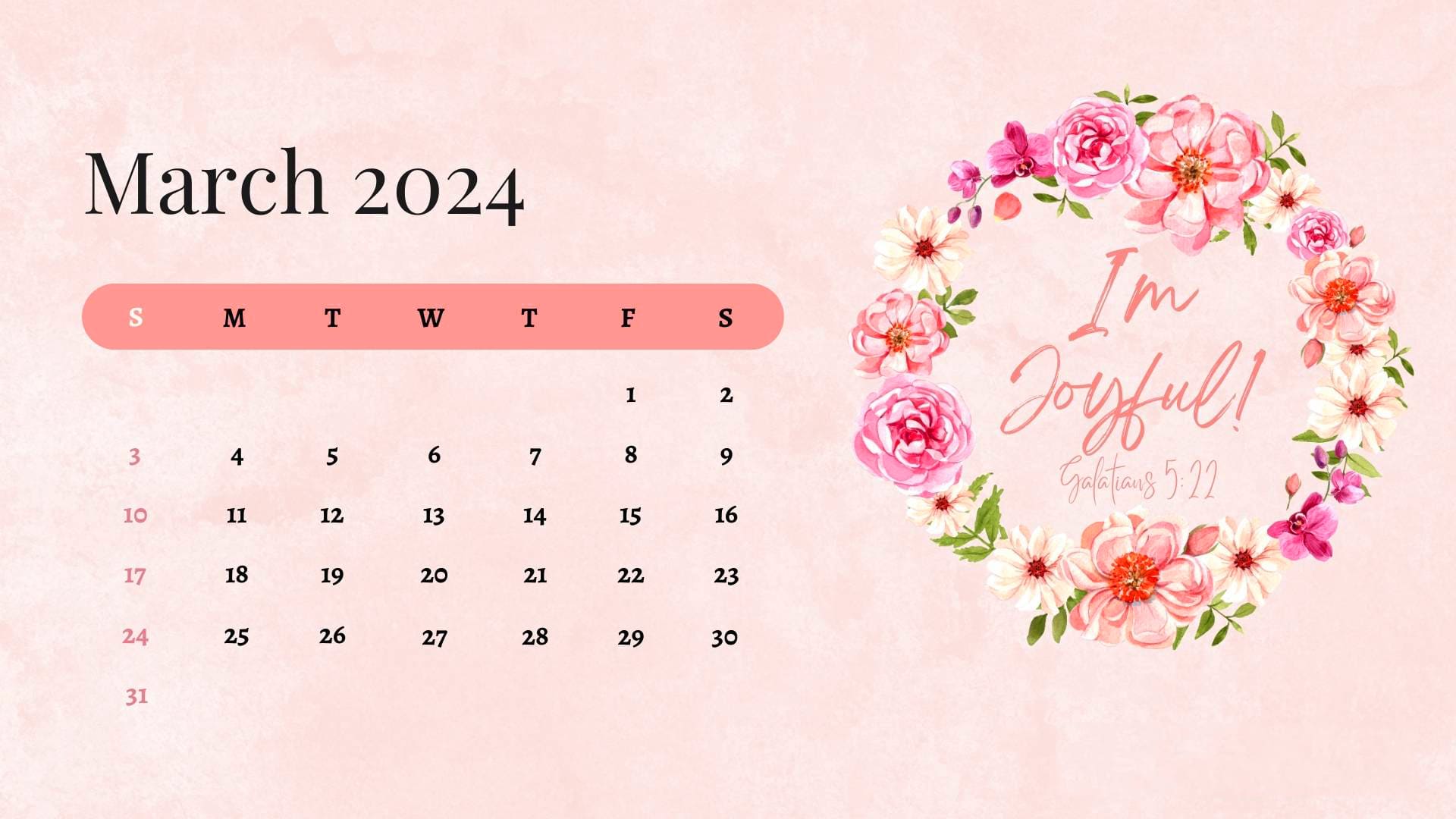 2024 March Calendar Wallpapers