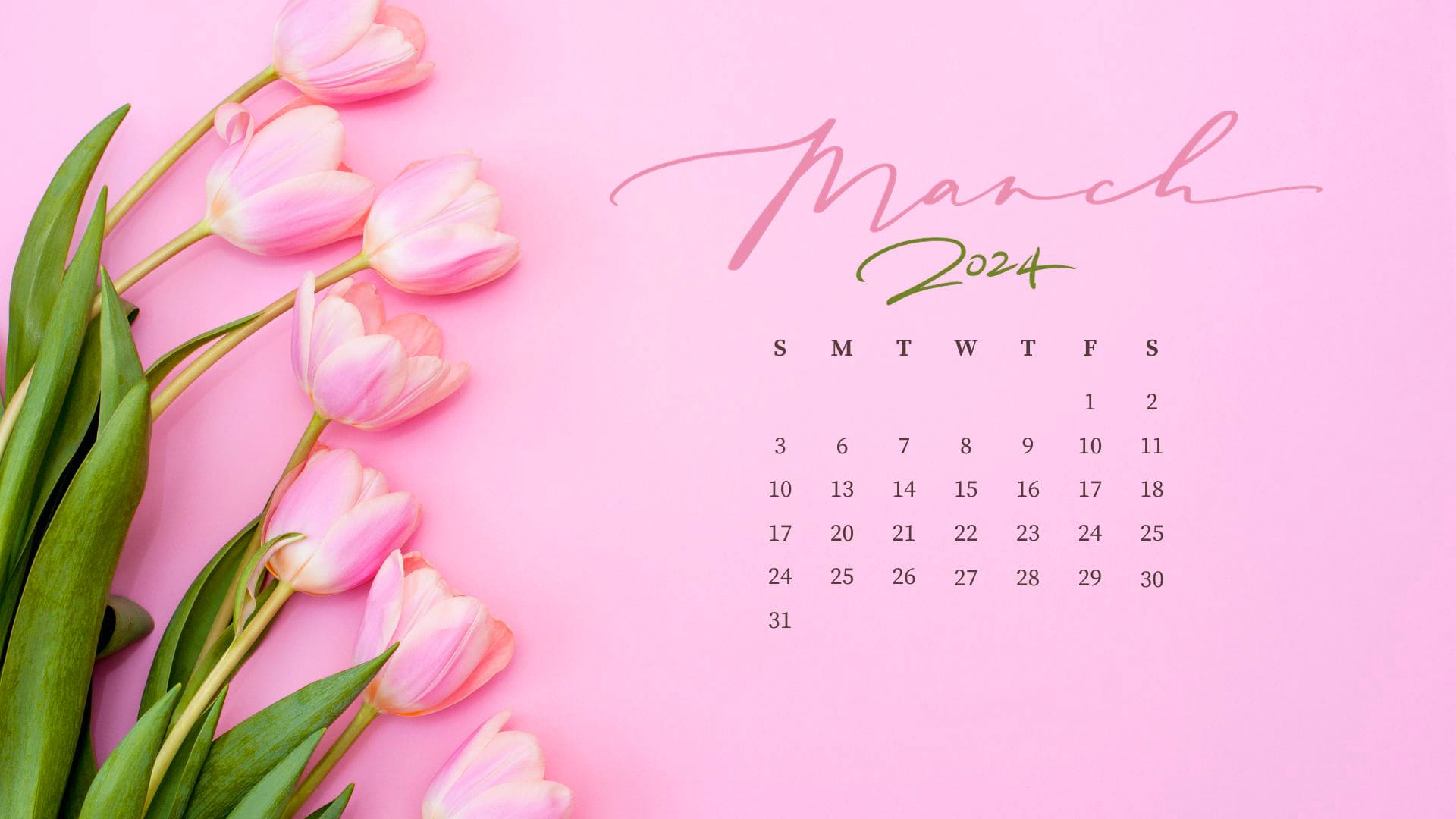 March 2024 Calendar Wallpapers