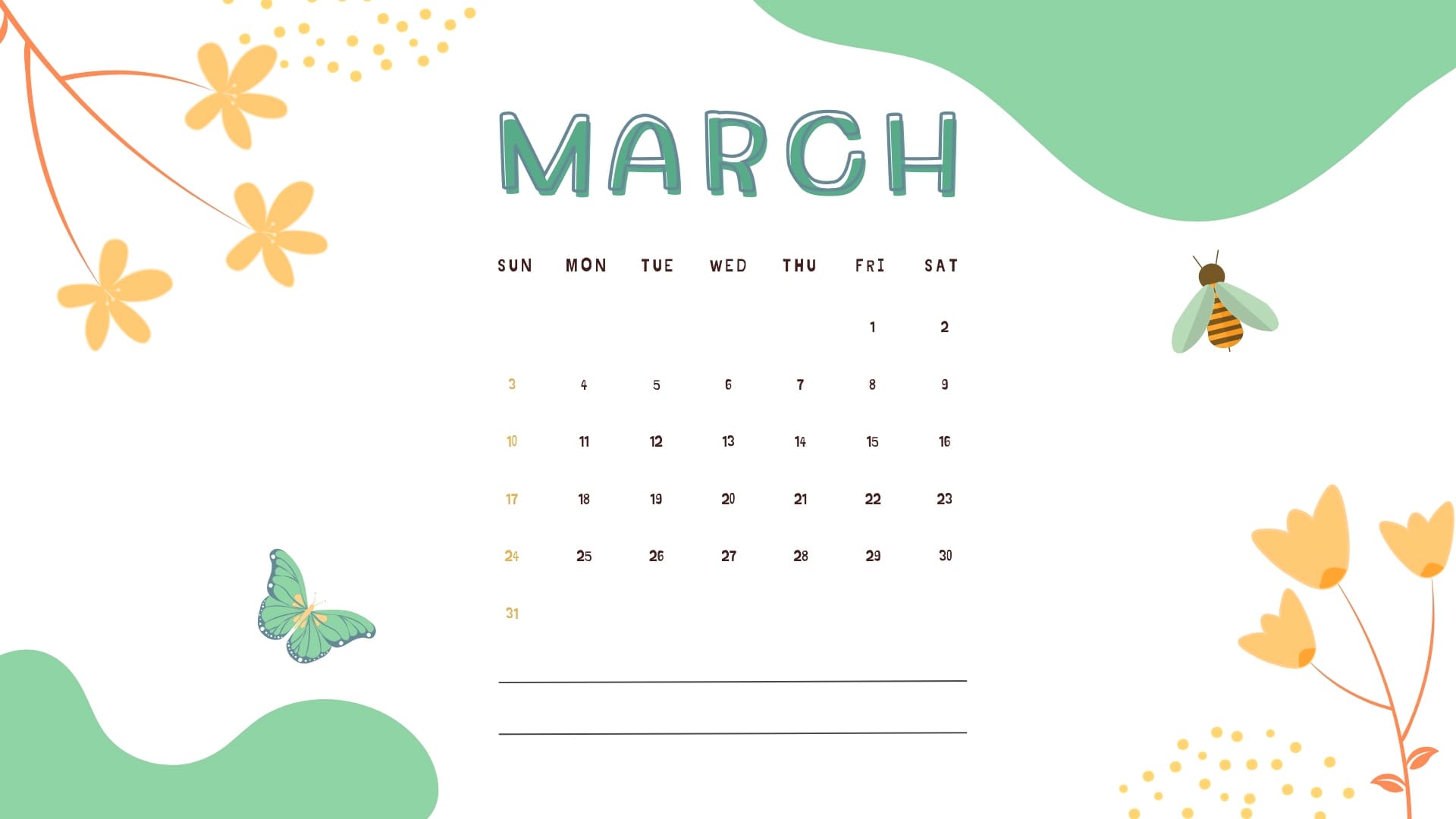 March 2024 Calendar Wallpapers