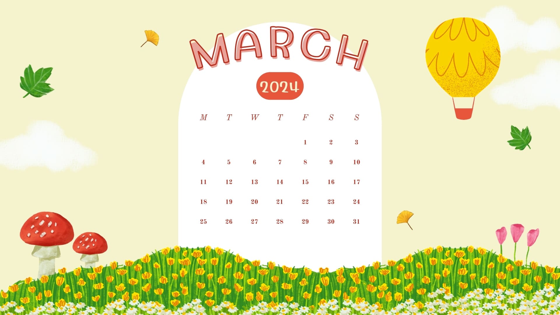 March 2024 Calendar Wallpapers