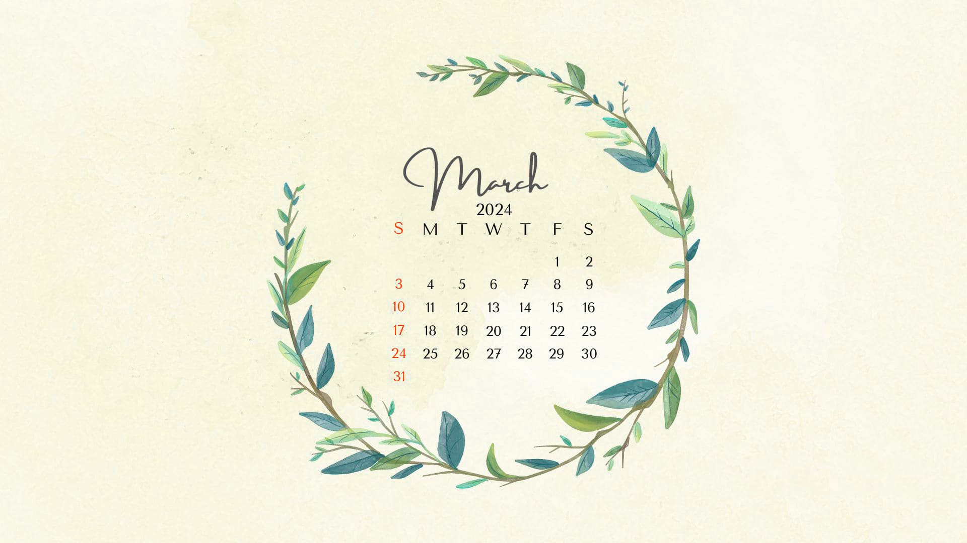 March 2024 Calendar Wallpapers