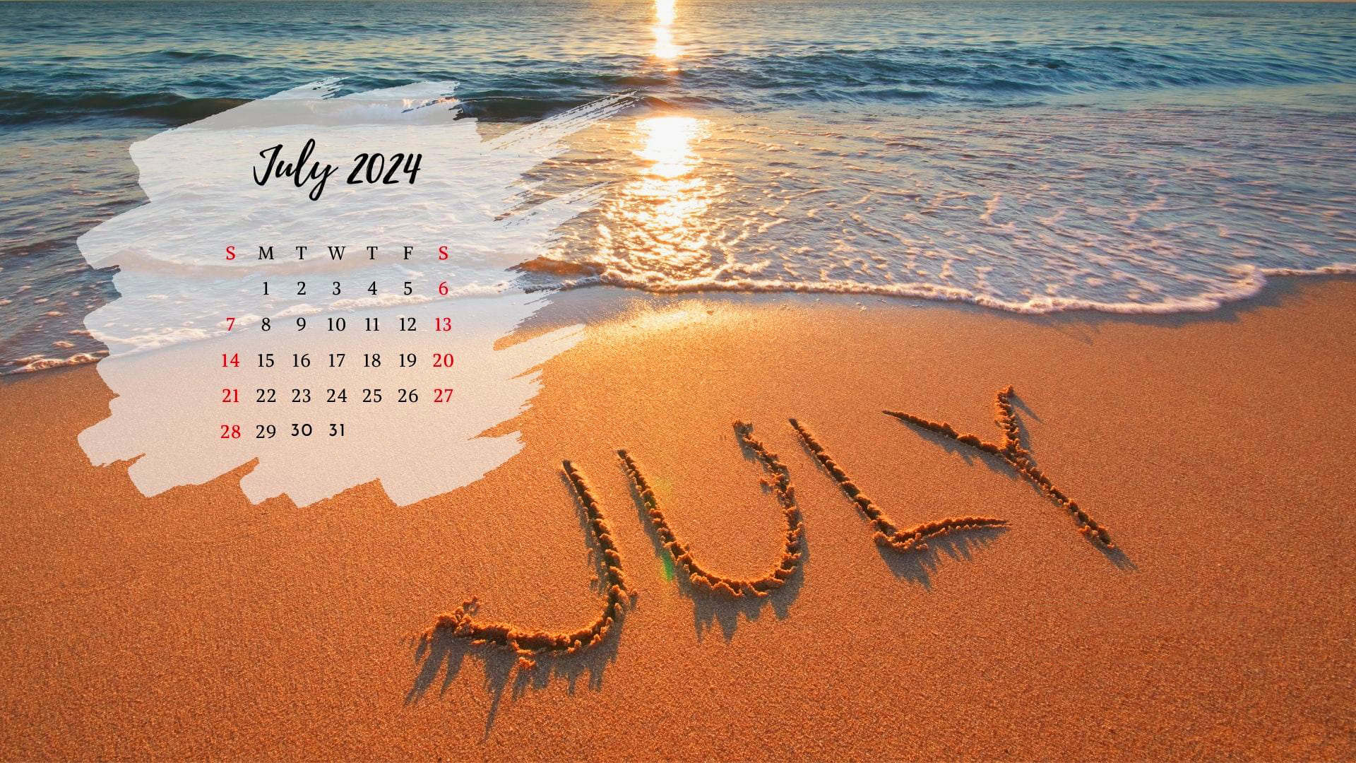 July 2024 Calendar Wallpaper TubeWP